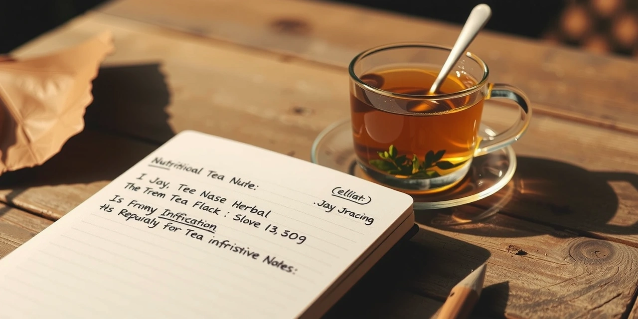 Notizbuch und Tee auf Holztisch